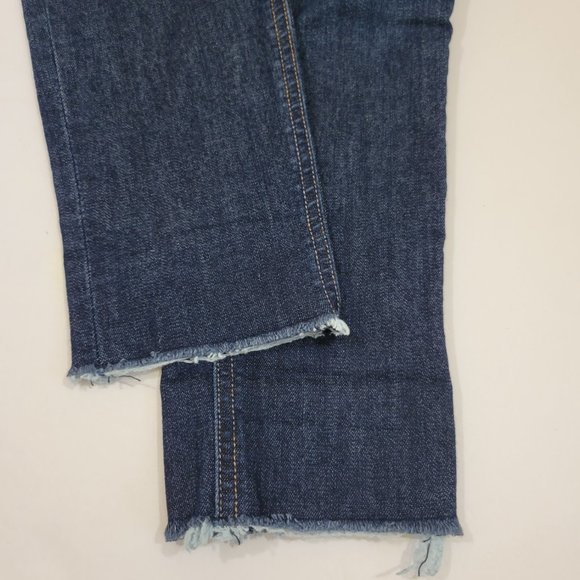 Rag & Bone 10" High Rise Skinny Ankle Raw Hem Jean in Mad River, Dark - Picture 9 of 13